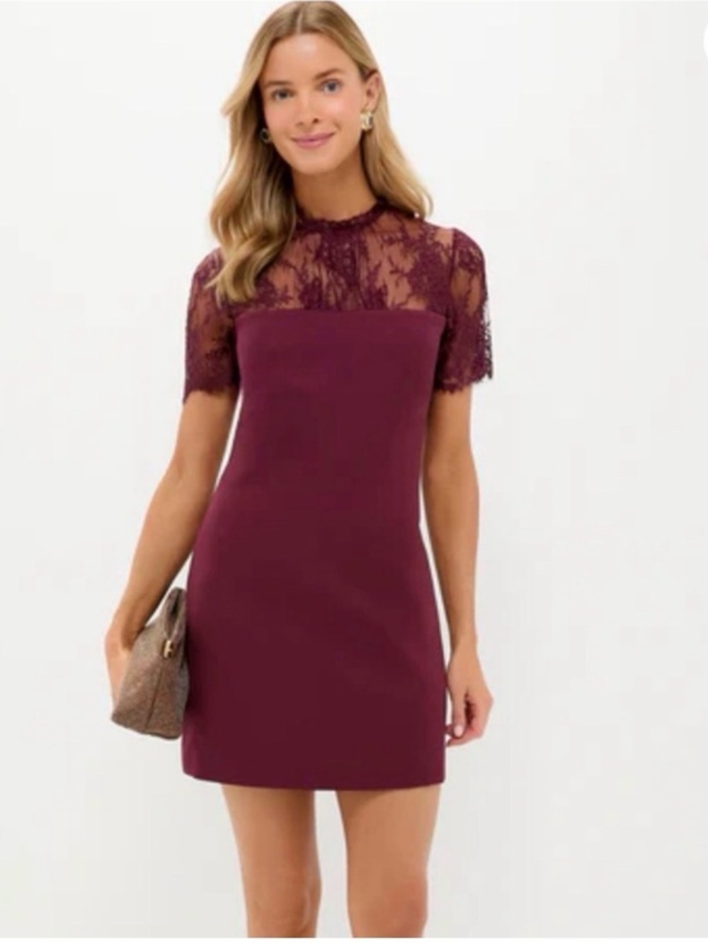 Tuckernuck Hyacinth House oxblood lace Agatha mini dress academia preppy size xl